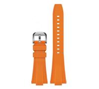 MMXWYKO 12 mm kompatibel mit Tissot PRX Powermatic 40 mm T137.407 .410 Herren konvexes Silikon ersetzen Uhrenarmband(Orange silver)
