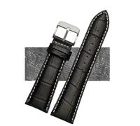 MMYUAK Uhr Lederarmband Watch Strap 23mm 24mm 26mm 28mm Big Width Black Brown Mens PU Leather Watch Strap Band Bracelets für Damen Herren(Black White Silver A,23.0mm)