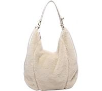 Mnbfc Plüschtasche Damen Handtasche Kunstfell: Plüsch Tasche Felltasche Puffer Tote Bag Puffer Tasche Damen Fuzzy Geldbörse für Damen Crossbody Geldbörse (Beige)