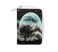 MNBVKL Geldbörse, Motiv: Sternennacht, schwarzer Baum, bedruckt, großes Fassungsvermögen, Reisebrieftasche, Erwachsenen-Geldbörse, weiß, 16 x 11,5 cm, modern, weiß, 16x11.5cm, Modern