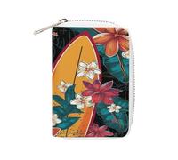 MNBVKL Geldbörse, Surfbrett und Blumen bedruckt, großes Fassungsvermögen, Reisebrieftasche, Erwachsenen-Geldbörse, weiß, 16 x 11,5 cm, modern, weiß, 16x11.5cm, Modern