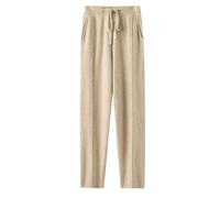 Mnjyihy Damen Jogginghose Aus Kaschmir Modisch Hohe Taille Kordelzug Lässig Gestrickt Haremshose Beige L