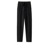 Mnjyihy Damen Jogginghose Aus Kaschmir Modisch Hohe Taille Kordelzug Lässig Gestrickt Haremshose Black S