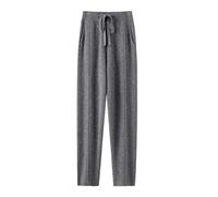 Mnjyihy Damen Jogginghose Aus Kaschmir Modisch Hohe Taille Kordelzug Lässig Gestrickt Haremshose Dark gray9 M