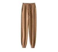 Mnjyihy Damen Wollstrickhose Mit Engem Bein Winter Kordelzug Elastische Taille Lässige Strickhose Mit Taschen Brown L