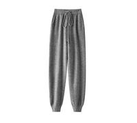 Mnjyihy Damen Wollstrickhose Mit Engem Bein Winter Kordelzug Elastische Taille Lässige Strickhose Mit Taschen gray9 L