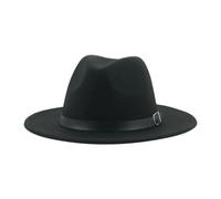 Mnjyihy Hüte Für Damen Und Herren Solides Freizeitkleid Formelle Panama Vintage Fedora Mütze Mit Breiter Krempe Und Großer Größe Black 60 62cm(XL)
