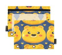 Mnsruu Bären-Federmäppchen für 3-Ringbinder, 2 Stück Binder-Federmäppchen mit Reißverschluss, transparentes Fenster, Reißverschluss, Federmäppchen für Bürobedarf, Mehrfarbig, Einheitsgröße