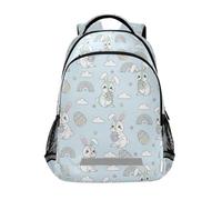 Mnsruu Bunny Rgg Rainbow Schulranzen Grundschule Junior High School Rucksack Büchertasche für Studenten Teenager