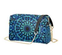 Mnsruu Damen Crossbody Bag Teal Repeating Jungle Garden Mandala Muster Schultertasche PU Leder Handtasche