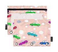 Mnsruu Federmäppchen mit buntem LKW-Muster für 3-Ringbücher mit Reißverschluss, 2 Stück, Federmäppchen mit transparentem Fenster, Kosmetiktasche für Büro, College, Mehrfarbig, Einheitsgröße