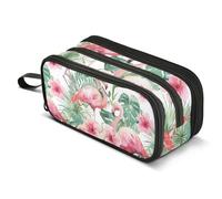 Mnsruu Federmäppchen mit Flamingos, Motiv: tropischer Vogel, großes Fassungsvermögen, Stiftetasche, 3 Fächer, große Stiftebox für Jungen und Mädchen, Schule, Aufbewahrungs-Organizer