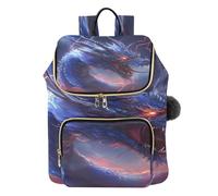 Mnsruu Gesteppter Rucksack für Damen, blauer Drache, Reise-Laptop-Tasche mit Gepäckgurt und versteckten Taschen, leicht, lässig, Arbeit, College, Tagesrucksack (29 × 17 × 36 cm)