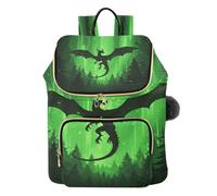 Mnsruu Gesteppter Rucksack für Damen, Drache im Wald, Reise-Laptop-Tasche mit Gepäckgurt und versteckten Taschen, leicht, lässig, Arbeit, College, Tagesrucksack (29 × 17 × 36 cm)