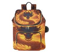 Mnsruu Gesteppter Rucksack für Damen, Drache, Reise-Laptop-Tasche mit Gepäckgurt und versteckten Taschen, leicht, lässig, Arbeit, Uni, Tagesrucksack (29 × 17 × 36 cm)