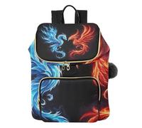 Mnsruu Gesteppter Rucksack für Damen, Drache und Phönix, Reise-Laptop-Tasche mit Gepäckgurt und versteckten Taschen, leicht, lässig, Arbeit, Uni, Tagesrucksack (29 × 17 × 36 cm)