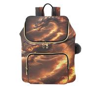 Mnsruu Gesteppter Rucksack für Damen, feuerspeiender Drache, Reise-Laptop-Tasche mit Gepäckgurt und versteckten Taschen, leicht, lässig, Arbeit, Uni, Tagesrucksack (29 × 17 × 36 cm)
