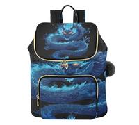 Mnsruu Gesteppter Rucksack für Damen, gesteppter Rucksack für Damen, blauer Drache, schwarzer Hintergrund, Reise-Laptop-Tasche mit Gepäckgurt und versteckten Taschen, leicht, lässig, Arbeit, College