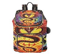 Mnsruu Gesteppter Rucksack für Damen, gesteppter Rucksack für Damen, Flammenflügel, Drache, Reise-Laptop-Tasche mit Gepäckgurt und versteckten Taschen, leicht, lässig, Arbeit, College, Tagesrucksack