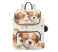 Mnsruu Gesteppter Rucksack für Damen, gesteppter Rucksack für Damen, zwei kleine Hunde, Herzen, Reise-Laptop-Tasche mit Gepäckgurt und versteckten Taschen, leicht, lässig, Arbeit, College