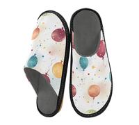 Mnsruu Herren Hausschuhe Ballon Sterne Muster Warm Fuzzy Haus Hausschuhe für Frauen rutschfeste Indoor/Outdoor Sohlen, Ballon-Sternmuster, 45/45.5 EU