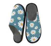 Mnsruu Herren-Hausschuhe, blauer Hintergrund, Blume, warm, flauschig, rutschfeste Sohlen für drinnen und draußen, Blauer Hintergrund, 42/43 EU