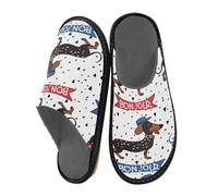 Mnsruu Herren-Hausschuhe, Dackel, Hundekuss, warm, flauschig, rutschfeste Sohlen für drinnen und draußen, Dackel Dog Kiss 2, 40 EU