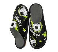 Mnsruu Herren Hausschuhe Fußball Sterne Fußball Muster Warm Fuzzy Haus Hausschuhe für Frauen rutschfeste Indoor/Outdoor Sohlen, Fußball-Stern-Muster, 45/45.5 EU