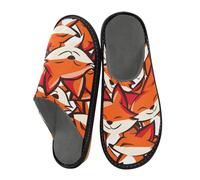 Mnsruu Herren Hausschuhe Happy Red Fox Warm Fuzzy House Slippers für Frauen Rutschfeste Indoor/Outdoor Sohlen, Happy Red Fox, 40 EU