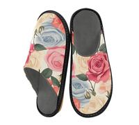 Mnsruu Herren Hausschuhe Rose Blau Rosa Warm Fuzzy Hausschuhe für Frauen Rutschfeste Indoor/Outdoor Sohlen, Rosa, Blau, Rosa, 45/45.5 EU