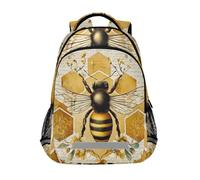 Mnsruu Honey Bee Schulranzen Grundschule Junior High School Rucksack Büchertasche für Schüler Teenager