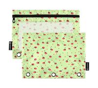 Mnsruu Kleines Kirsch-Federmäppchen für 3-Ringbuch, 2 Stück Binder-Federmäppchen mit Reißverschluss, transparentes Fenster, Reißverschluss, Federmäppchen für Bürobedarf, Mehrfarbig, Einheitsgröße