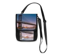 Mnsruu Manhattan Bridge at Dusk Reisebrieftasche, Reisepasshülle, Kreditkartenhalter, Tasche, Unisex, Crossbody-Börse, Reisebrieftasche mit verstellbarem Riemen, #01, Einheitsgröße, modisch