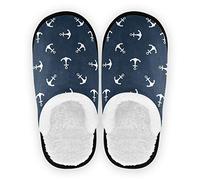 Mnsruu Nautical Ocean Sea Anchor Home Slippers Non Slip Cotton Slippers Home Hotel Spa Bedroom Travel L for Men Women