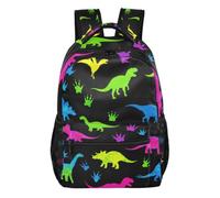 Mnsruu Reise-Laptop-Rucksack, bunte Dinosaurier-Silhouetten, leicht und wasserabweisend, Schulrucksack für Teenager, Jungen, Mädchen, Erwachsene, Bunte Dinosaurier-Silhouetten, S, Casual