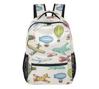 Mnsruu Reise-Laptop-Rucksack, bunter Flugzeug-Ballon-Rucksack, leicht und wasserabweisend, Schulrucksack für Teenager, Jungen, Mädchen, Erwachsene, Farbenfroher Flugzeugballon, S, Casual