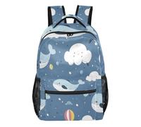 Mnsruu Reise-Laptop-Rucksack, Cartoon-Wal mit Ballon-Rucksack, leicht und wasserabweisend, Schulrucksack für Teenager, Jungen, Mädchen, Erwachsene, Cartoon-Wal mit Ballon, S, Casual