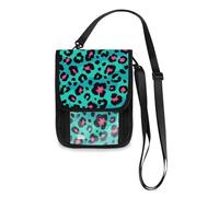 Mnsruu Reisebrieftasche, Reisepasshülle, Kreditkartenetui, Geldbörse, Unisex, Crossbody-Börse, Reisebrieftasche mit verstellbarem Riemen, Aqua-Grün / Rosa, #01, Einheitsgröße, modisch