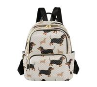 Mnsruu Rucksack mit Dackel-Motiv, Damen-Rucksack, Reise-Umhängetasche, lässiger Alltagsrucksack, Dackelmuster, M