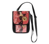 Mnsruu Schöne japanische Geisha mit Sakura-Rot, Reisebrieftasche, Reisepasshülle, Kreditkartenhalter, Tasche, Unisex, Crossbody-Börse, Reisebrieftasche mit verstellbarem Riemen, #01, Einheitsgröße,