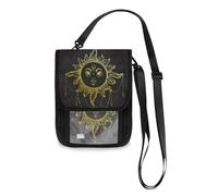 Mnsruu Schöne romantische Vintage-Geldbörse mit goldenem Sonnen-Symbol, Reisepasshülle, Kreditkartenhalter, Tasche, Unisex, Crossbody-Börse, Reisebrieftasche mit verstellbarem Riemen, #01,