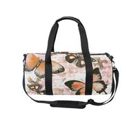 Mnsruu Sporttasche mit Schultergurt für Damen und Herren, Vintage, Frühlings-Schmetterling mit Blumen, Reisetasche, Training, Workout-Tasche mit Schuhfach für Übernachtung, Wochenende, #01,