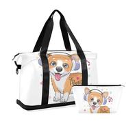 Mnsruu Süße Cartoon-Corgi-Hund-Sporttasche mit Kopfhörern, #04, Einheitsgröße, modisch