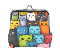 Mnsruu Tragbare Münzgeldbörsen für Frauen und Mädchen, helle bunte Katzen, Mini-Geldbörse, Kiss-Lock Kleingeldbörse, kleine Ledergeldbörsen für Frauen, Mädchen, Kreditkarten, Schlüssel, Münzen,