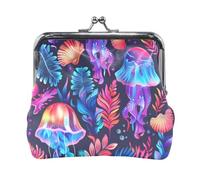 Mnsruu Tragbare Münzgeldbörsen für Frauen und Mädchen, helle bunte Quallen-Beutel, Mini-Geldbörse, Kiss-Lock Kleingeldbörse, kleine Ledergeldbörsen für Frauen, Mädchen, Kreditkarten, Schlüssel,