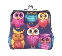 Mnsruu Tragbare Münzgeldbörsen für Frauen und Mädchen, niedliche bunte Eulen, helle Tasche, Mini-Geldbörse, Kiss-Lock Kleingeldbörse, kleine Ledergeldbörsen für Frauen, Mädchen, Kreditkarten,