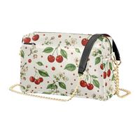 Mnsruu Trendige Umhängetasche für Damen, süße gelbe Ente, Schultertasche mit Fronttasche mit Reißverschluss, leichtes PU-Leder, Reisehandtasche für Handy, Geldbörse, Essentials, Rot Kirschen