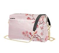 Mnsruu Trendige Umhängetasche für Damen, süße gelbe Ente, Schultertasche mit Fronttasche mit Reißverschluss, leichtes PU-Leder, Reisehandtasche für Handy, Geldbörse, Essentials, Kirschblüten Blumen