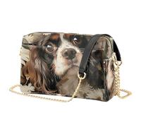 Mnsruu Trendige Umhängetasche für Damen, süße gelbe Ente, Schultertasche mit Fronttasche mit Reißverschluss, leichtes PU-Leder, Reisehandtasche für Handy, Geldbörse, Essentials, Hund Blume