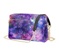 Mnsruu Trendige Umhängetasche für Damen, süße gelbe Ente, Schultertasche mit Fronttasche mit Reißverschluss, leichtes PU-Leder, Reisehandtasche für Handy, Geldbörse, Essentials, Universe Planet Galaxy